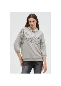 Rundhalspullover SOCCX, Damen, Gr. XL/XXL, fresh grau melange, Strick, Material: 53% Viskose, 43% Polyester, 4% Elasthan, Glitzermuster, bedruckt, regular fit normal, Rundhals, Fledermaus&auml;rmel Rippb&uuml;ndchen, Pullover Rundhalspullover, aus Flauschstrick