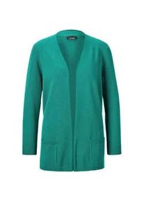 Strickjacke GOLDNER "Kurzgr&ouml;&szlig;e Langarm Feinstrick-Cardigan", Damen, Gr. 24, gr&uuml;n (smaragd), Obermaterial: 100% Kaschmir WS., figurumspielend, Rippe, Strickjacken Strickjacke, Ohne