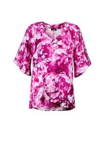 Satinbluse GOLDNER "Kurzgr&ouml;&szlig;e Viskosebluse mit floralem Design", Damen, Gr. 21, pink (pink, wei&szlig;, gebl&uuml;mt), Obermaterial: 100% Viskose CV., figurumspielend, Sonstiges, Blusen, Blumenmuster