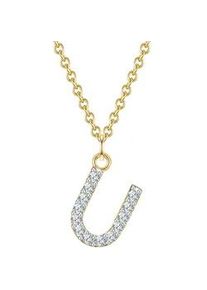 Glanzst&uuml;cke M&uuml;nchen Kette mit Anh&auml;nger GLANZST&Uuml;CKE M&Uuml;NCHEN "GSM1950", gelbgold, Halsketten, Damen, 40,0cm Basiskette + 5,0cm Verl&auml;ngerung,mit Zirkonia, Silber 925 (Sterlingsilber), mit Buchstaben-Anh&auml;nger