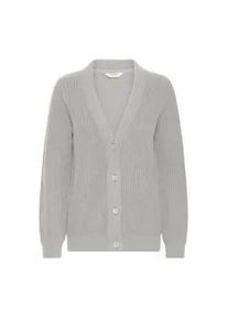 Strickjacke oxmo "Strickjacke OXKIMMIE", Damen, Gr. XS, grau (griffin melange), Obermaterial: 70% Baumwolle CO recyc.. 30% Polyester Pol. recyc.., Strickjacken Strickjacke