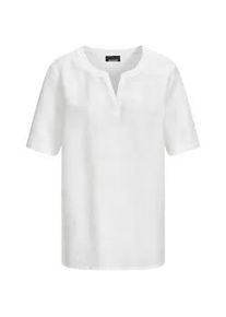 Schlupfbluse GOLDNER "Blusenshirt mit feiner Streifenstruktur", Damen, Gr. 48, wei&szlig;, Obermaterial: 100% Polyester PES., gerade, Blusen Schlupfbluse, figurschmeichelende Schnittf&uuml;hrung