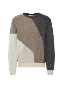 Strickfleece-Pullover Casual Friday "Strickpullover CFNOE", Herren, Gr. L, grau (dunkelgrau melange), Obermaterial: 45% Nylon NY. 40% Polyacryl PAN. 10% Wolle mw. 5% Ziegenhaar HZ., Pullover