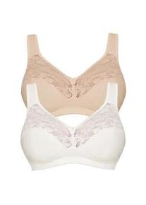 Soft-BH SuSa "2er Pack BH ohne B&uuml;gel", Damen, Gr. 100, Cup C, beige (ivory, pure beige), Obermaterial: 76% Baumwolle CO. 18% Polyamid PA. 6% Elasthan EL., BHs Soft-BH