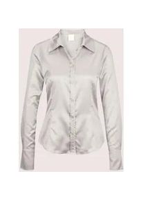 Madeleine Mode Hemdbluse MADELEINE "Bluse Hemdbluse mit gl&auml;nzendem Finish", Damen, Gr. 42, wei&szlig; (perlwei&szlig;), Obermaterial: 75% Baumwolle CO. 22% Polyamid PA. 3% Elasthan EL., Modern, tailliert, Blusen Hemdbluse, Satinbluse