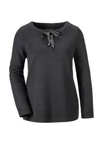 Print-Shirt GOLDNER "Sweatshirt mit halsfernen Kragen und Tunnelzug", Damen, Gr. 40, schwarz, Obermaterial: 55% Polyester PES. 45% Viskose CV., figurumspielend, Sonstiges, Shirts, Ohne