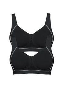 Sport-BH SuSa "2er Pack Sport BH Move medium", Damen, Gr. 85, Cup E, schwarz (schwarz schwarz), Obermaterial: 49% Polyamid PA. 33% Polyester PES. 18% Elasthan EL., BHs Sport-BH