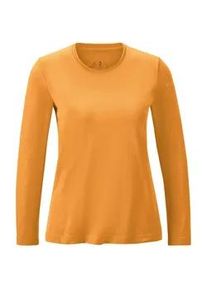 Longpullover GOLDNER "Kurzgr&ouml;&szlig;e T-Shirt mit Rundhals", Damen, Gr. 23, orange (safran), Obermaterial: 92% Baumwolle CO. 8% Elasthan EL., Sonstiges, Pullover Longpullover, Ohne