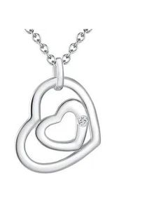 Lulu & Jane Kette mit Anh&auml;nger LULU & JANE "LJ339" Gr. 45, silber, Halsketten, Damen, 40cm+5cm,mit Diamanten, Diamanten, Sterling Silber