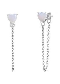 Glanzst&uuml;cke M&uuml;nchen Paar Ohrstecker GLANZST&Uuml;CKE M&Uuml;NCHEN "Set: GSM1231", silber, wei&szlig;, Ohrringe, Damen, 33,5,mit Stein, Synthetik, Ohrstecker Sterling Silber Mondstein (synth.)