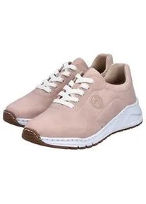 Sneaker Rieker, Damen, Gr. 41, ros&eacute;, Nubuklederimitat, unifarben, Schuhe Sneaker, mit MemoSoft-Innensohle, Freizeitschuh, Halbschuh, Schn&uuml;rschuh