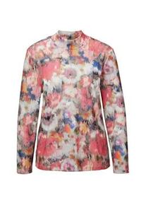 Print-Shirt GOLDNER "Langarmshirt mit Stehkragen, Jersey", Damen, Gr. 46, bunt (bunt, gemustert), Obermaterial: 62% Polyester PES. 33% Viskose CV. 5% Elasthan EL., normales B&uuml;ndchen, Shirts, Sonstiges
