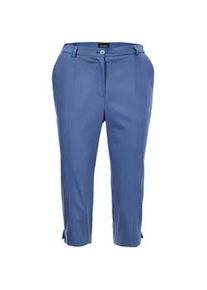 Caprihose GOLDNER "Sportive Capri-Hose aus trageangenehmen Satin", Damen, Gr. 42, N-Gr, blau (schieferblau), Obermaterial: 64% Baumwolle CO. 33% Polyester PES. 3% Elasthan EL., Hosen Caprihose