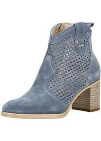 Stiefelette Nero Giardini "Nero Giardini Stiefelette Veloursleder", Damen, Gr. 37, hellblau, Veloursleder, Schuhe Stiefelette