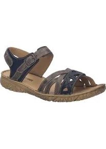 Sandale Josef Seibel "Ivy 08", Damen, Gr. 41, blau kombiniert, Leder, used, Schuhe Sandale, Klettschuh, Riemchensandale in Komfort-Schuhweite G (=weit)