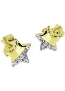 Paar Ohrstecker OSTSEE-SCHMUCK "- Stern - Gold 333/000 - Zirkonia" Gr. 6, gold (gold 333, goldfarben, gelb), Ohrringe, Damen, Gelbgold 333