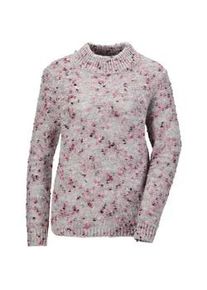 Rundhalspullover GOLDNER "Kurzgr&ouml;&szlig;e Edler Strickpullover mit Stehkragen", Damen, Gr. 25, rosa (grau, pink, gemustert), Obermaterial: 79% Polyacryl PAN. 13% Polyester PES. 8% Polyamid PA., Rippe, Pullover Rundhalspullover, Noppengarn