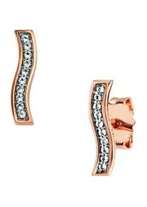 CAI Paar Ohrstecker CA&Iuml; "925 Sterling Silber rotvergoldet Topas wei&szlig;", rot, wei&szlig;, Ohrringe, Damen, one-size, 0,08, Silber 925 (Sterlingsilber)