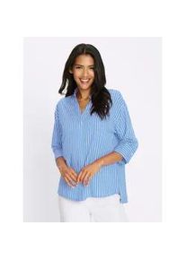 Longbluse Classic Basics, Damen, Gr. 54, wei&szlig;, hellblau, gestreift, 100% Polyester, gemustert, gestreift, mehrfarbig, Blusen Longbluse