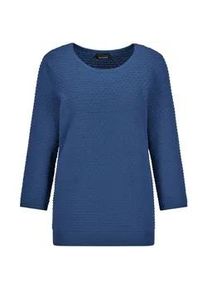 Rundhalspullover GOLDNER "Halbarm Baumwollpullover mit Struktur", Damen, Gr. 38, blau (royalblau), Obermaterial: 100% Baumwolle CO., Modisch, Pullover Rundhalspullover, Rundhalsausschnitt