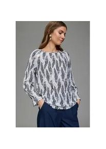 Schlupfbluse Laura Scott, Damen, Gr. 42, wei&szlig; gemustert, Web, Obermaterial: 97% Polyester, 3% Elasthan, bedruckt, figurumspielend h&uuml;ftbedeckend, Carmenausschnitt, elastischer Bund mit Gummizug, Blusen Schlupfbluse, im femininen Look, bedruckt mit kleinen, goldfarbenen Details