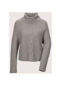 Madeleine Mode Longpullover MADELEINE "Pullover Stehkragen-Pullover mit Kaschmir", Damen, Gr. 36/38, grau (silbergrau, wollwei&szlig;, melange), Obermaterial: 90% Schurwolle WV. 10% Kaschmir WS., Modern, normal, Pullover Longpullover