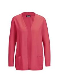 Strickjacke GOLDNER "Kurzgr&ouml;&szlig;e Cardigan in langer offener Form", Damen, Gr. 23, orange (koralle), Obermaterial: 100% Kaschmir WS., figurumspielend, Rippe, Pullover Strickjacke, Aufwendig in Form gestrickt