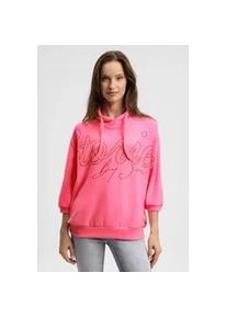 Rundhalspullover SOCCX, Damen, Gr. XL/XXL, neon rose, Strick, Material: 71% Polyester, 27% Viskose, 2% Elasthan, Glitzermuster, bedruckt, regular fit normal, Rundhals, Fledermaus&auml;rmel Rippb&uuml;ndchen, Pullover Rundhalspullover, aus Flauschstrick