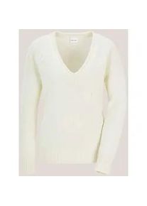 Madeleine Mode Longpullover MADELEINE "Kaschmirpullover Eleganter Strickpullover mit floralem Design", Damen, Gr. 40/42, wei&szlig; (wollwei&szlig;), Obermaterial: 35% Polyamid PA. 30% Viskose CV. 30% Wolle mw. 5% Kaschmir WS., Modern, Pullover Longpullover, florales Strickmuster