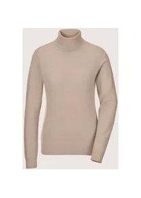 Madeleine Mode Longpullover MADELEINE "Kaschmirpullover Zeitloser Strickpullover mit geripptem Rollkragen", Damen, Gr. 44/46, beige, Obermaterial: 100% Kaschmir WS., Modern, Pullover Longpullover, Kaschmirpullover mit Rollkragen, Langarm