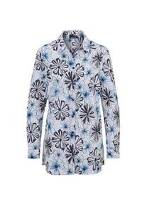 Hemdbluse GOLDNER "Kurzgr&ouml;&szlig;e Druckbluse mit Hemdkragen", Damen, Gr. 25, blau (marine, gemustert), Obermaterial: 100% Baumwolle CO., Manschette, Blusen Hemdbluse, Kn&ouml;pfe