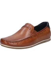 Slipper Bugatti, Herren, Gr. 41, cognac, Leder, used, Schuhe Slipper, Schlupfschuh, Halbschuh mit Stretcheins&auml;tzen, Mokassin Optik