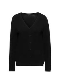 Strickjacke GOLDNER "Weiche Kaschmirstrickjacke mit V-Ausschnitt", Damen, Gr. 46, silber (silbergrau, melange), Obermaterial: 100% Kaschmir WS., Rippe, Strickjacken Strickjacke, Ohne