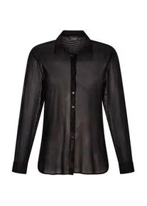 Hemdbluse GOLDNER "Kurzgr&ouml;&szlig;e Edle Metallic-Bluse mit Hemdkragen", Damen, Gr. 20, schwarz (schwarz, gemustert), Obermaterial: 90% Polyester PES. 10% Elasthan EL., Modisch, Blusen Hemdbluse, semitransparenter Mesh