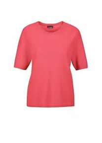 Kurzarmpullover GOLDNER "Kurzgr&ouml;&szlig;e Kaschmir-Halbarmpullover mit Rundhals", Damen, Gr. 25, orange (koralle), Obermaterial: 100% Kaschmir WS., Rippe, Pullover, Aufwendig in Form gestrickt