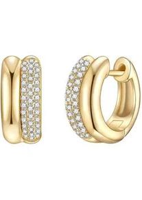 Lulu & Jane Paar Creolen LULU & JANE "Set: AV237", gelbgold, wei&szlig;, Ohrringe, Damen, 11,3,mit Zirkonia, Silber 925 (Sterlingsilber), mit Zirkonia