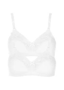 B&uuml;gelloser BH LISCA "2er Pack BH ohne B&uuml;gel Minca", Damen, Gr. 75, Cup C, wei&szlig;, Obermaterial: 55% Polyester PES. 35% Polyamid PA. 10% Elasthan EL., BHs