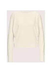 Madeleine Mode Langarmshirt MADELEINE "Shirt Shirt mit Fledermaus&auml;rmeln und Struktur", Damen, Gr. 44, wei&szlig; (wollwei&szlig;), Obermaterial: 55% Viskose CV. 40% Polyamid PA. 5% Elasthan EL., Modern, normal, Shirts Langarmshirt