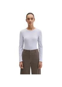 Marc O'Polo Langarmshirt MARC O'POLO "aus Rippjersey", Damen, Gr. L, airy blau, Obermaterial: 64% Lyocell, 31% Baumwolle, 5% Elasthan, unifarben, Basic, slim fit, Rundhals, Shirts Langarmshirt