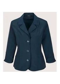 Madeleine Mode Langarmshirt MADELEINE "Shirtjacke Sommerleichte Jacke mit Reverskragen", Damen, Gr. 40, blau (marine), Obermaterial: 65% Baumwolle CO. 35% Polyamid PA., Modern, tailliert, Shirts Langarmshirt, Leichtblazer mit Raffdetails