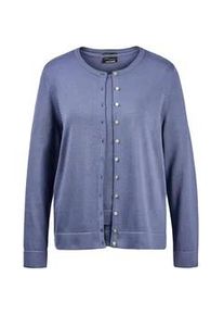 Strickpullover GOLDNER "Figurnahes Twin-Set aus Pima-Baumwolle", Damen, Gr. 44, blau (schieferblau), Obermaterial: 100% Baumwolle CO., normal, Sonstiges, Pullover Strickpullover, Ohne