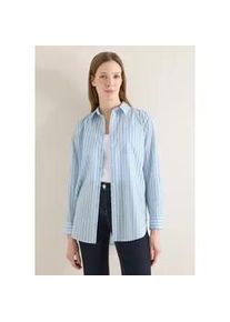 Langarmbluse Cecil, Damen, Gr. XS (36), blouse blau, Web, 72% Baumwolle, 25% Polyamid, 3% Elasthan, gestreift, normal normal, V-Ausschnitt, abgesteppt, Blusen, im soften Baumwoll-Mix