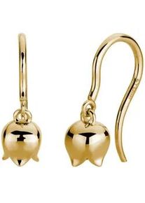 Paar Ohrh&auml;nger LYOMI "585/- Gelbgold Bl&uuml;te 2 synth. Diam. 0,20ct.", gelb, wei&szlig;, Ohrringe, Damen, one-size, 0,2 VS = sehr kleine Einschl&uuml;sse, Gold