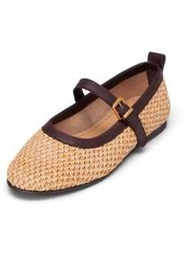 Marc O'Polo Ballerina MARC O'POLO "in Raffia-Bast-Optik mit Leder", Damen, Gr. 38, natural, Obermaterial: 55% Polypropylen, 45% Polyester, unifarben, Schuhe Ballerina