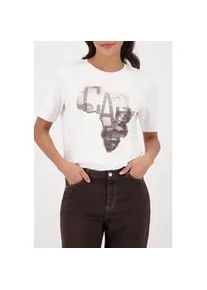 T-Shirt monari "Shirt Capetown", Damen, Gr. 44, off, wei&szlig;, Web, Obermaterial: 70% Viskose, 25% Modal, 5% Elasthan, unifarben, regular fit taillenbedeckt, Rundhals, eingesetzt abgesteppte Kante, Shirts T-Shirt, Regular fit mit Afrika-Aufdruck