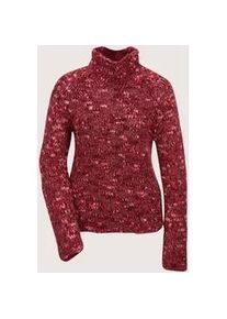 Madeleine Mode Longpullover MADELEINE "Strickpullover Eleganter Grobstrickpullover mit Stehkragen", Damen, Gr. 40/42, rot (portwein, multicolor), Obermaterial: 62% Polyacryl PAN. 28% Wolle mw. 10% Polyester PES., Modern, Pullover Longpullover, Multicolor