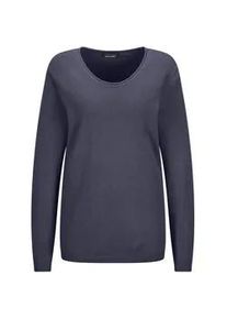 Rundhalspullover GOLDNER "Edler Feinstrickpullover, V-Ausschnitt", Damen, Gr. 40, blau (marine), Obermaterial: 60% Viskose CV. 40% Baumwolle CO., Pullover Rundhalspullover, Rund-V-Ausschnitt