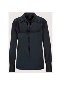 Madeleine Mode Langarmbluse MADELEINE "Bluse Elegante Bluse mit V-Ausschnitt", Damen, Gr. 36, blau (marine), Obermaterial: 95% Viskose CV. 5% Elasthan EL., Modern, Blusen, Mit Hemdkragen