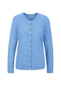 Strickjacke GOLDNER "Kaschmirstrickjacke mit Rundhalsausschnitt", Damen, Gr. 48, blau (himmelblau), Obermaterial: 100% Kaschmir WS., normales B&uuml;ndchen, Strickjacken Strickjacke, Ohne