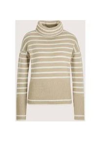 Madeleine Mode Longpullover MADELEINE "Strickpullover Moderner Rollkragenpullover im Streifen-Design", Damen, Gr. 48, beige (beige, wollwei&szlig;), Obermaterial: 50% Polyamid PA. 33% Wolle mw. 17% Polyacryl PAN., Modern, Pullover Longpullover, Mit Wolle